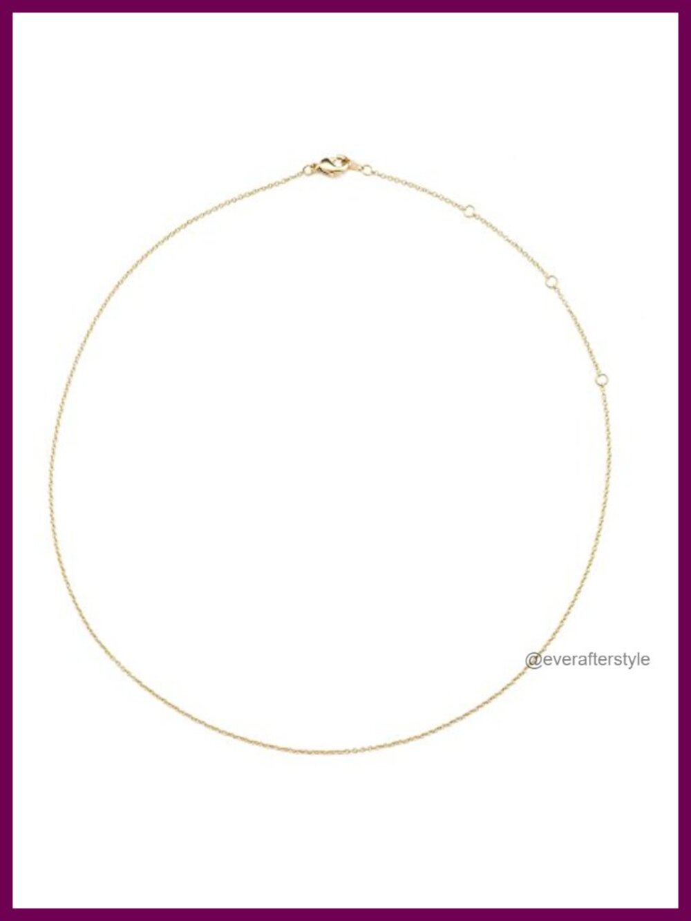 18k Gold Plated Chain Choker Necklace, Adjustable Thin Cable Chain, Lobster